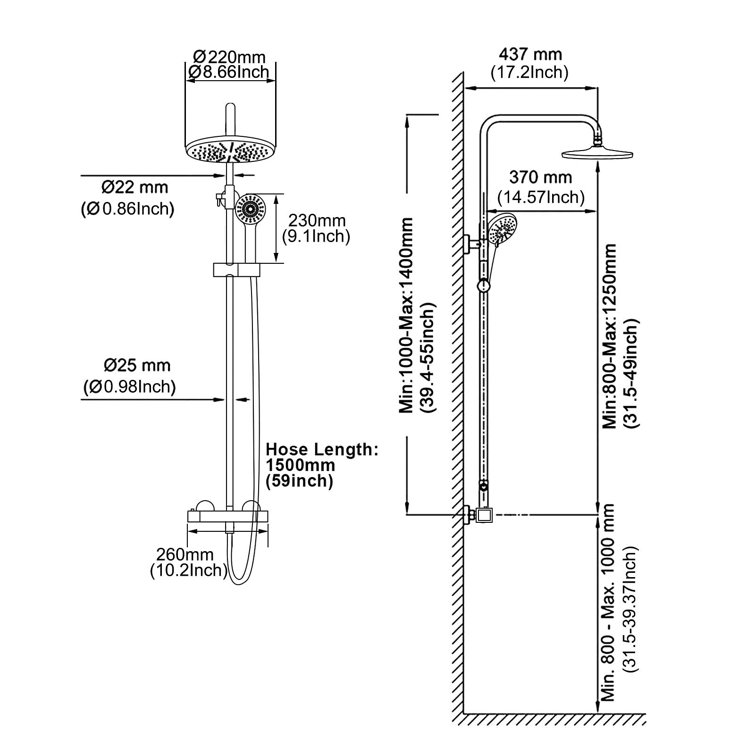 ADROIM Rain Dual Shower Head 1.75 GPM GPM Wayfair Canada